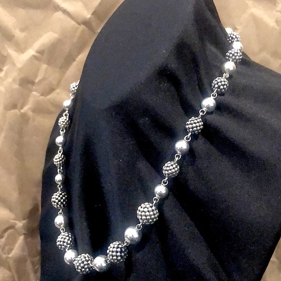 MICHAEL DAWKINS Starry Night Sterling Clusters, Silver Globes, Pearl Necklace - Picture 5 of 17